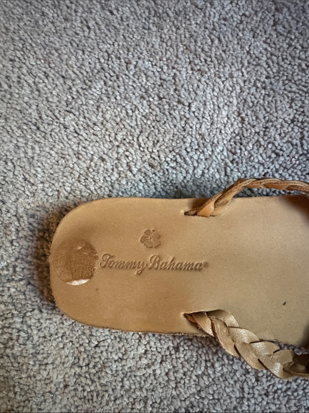 Tommy Bahama Braided Tan Leather Thong Sandals - Picture 2 of 5